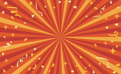 赤い紙吹雪サンバースト背景イラスト