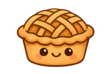 Cute smiling pie illustration with lattice crust