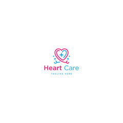Heart care logo icon design template flat vector
