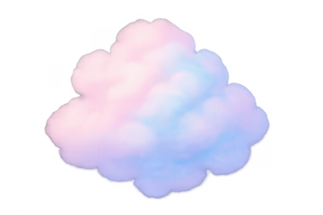 Pastel cotton candy cloud on transparent background