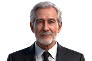 Senior Man in Formal Business Suit with Gray Hair