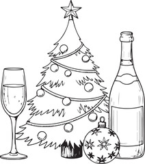 A delightful line art vector featuring a groomed poodle surrounded by brunch favorites: pancakes with syrup, coffee, a croissant, avocado toast, and a glass of bubbly. Ideal for coloring.