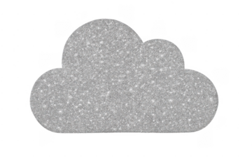 Silver glitter cloud with sparkling texture and transparent background