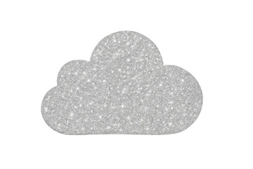 Silver glitter cloud computing icon on transparent background