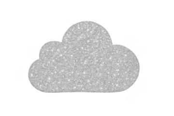 Silver glitter cloud computing icon on transparent background