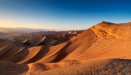 Obraz premium Stunning Desert Landscape Featuring Layered Mountains With Warm Tones And Soft Shadows Reflecting A Serene Natural Environment