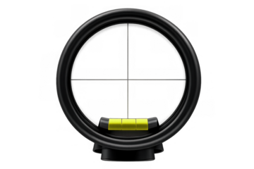 Archery bow sight with crosshairs and bubble level, ideal for precision aiming, sporting and hunting concepts
