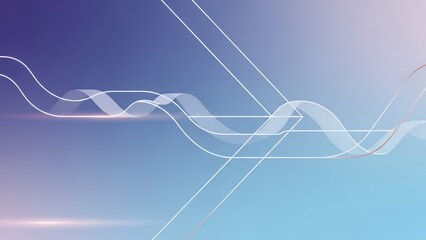 Elegant corporate design elements flowing in a serene blue gradient background