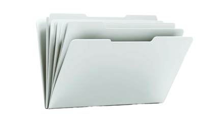 Stack of white file folders with tabs, slightly offset from each other