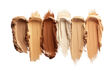 Cosmetic foundation swatches in various skin-tone hues
