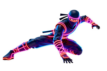 Neon Ninja Character in Dynamic Action Pose
