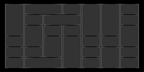 Futuristic transparent glass Bento Grid frames for website landing page. Digital banners UI templates design
