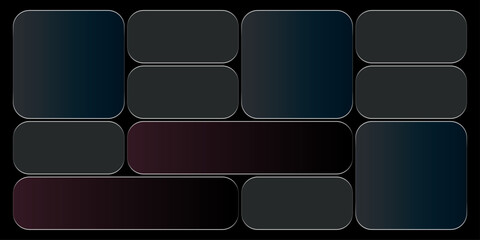 Futuristic transparent glass Bento Grid frames for website landing page. Digital banners UI templates design
