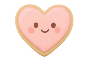 Heart cookie with smiling face transparent background