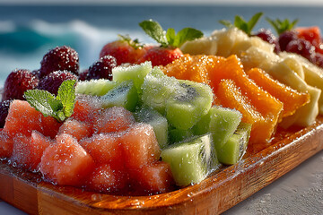 Fresh Fruit Platter with Kiwi and Berries.