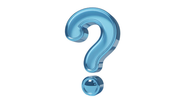 Shiny blue question mark symbol on black background