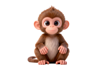 Cute 3D Baby Monkey with Big Eyes