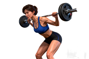 Young woman performing barbell exercise in fitness