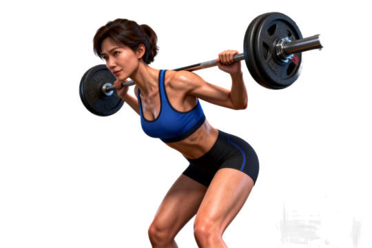 Young woman performing barbell exercise in fitness - Powered by Adobe