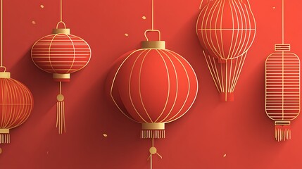 Red Chinese Lanterns Hanging Decor in Festive Celebration Setting