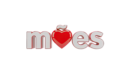 3D Text "m\u00f6es" with a Red Heart Symbol