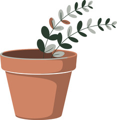 Fototapeta premium Page Page Flower Pot Vector Illustration Page Plant Clay Pot Isometric Icon