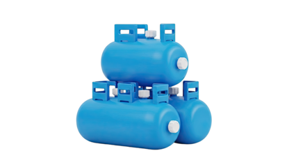 Stack of Blue Propane Gas Cylinders