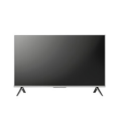 Modern sleek television with silver frame on black background