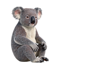 Cute Koala Sitting on White Background