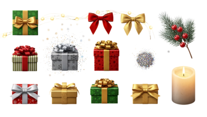 Colorful gift boxes with ribbons as central subject.