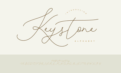 Keystone Elegant Thin Monoline Script Font Alphabet Vector For Wedding Invitation Design