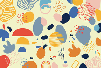 Boho Hand Drawn Abstract Background Vector