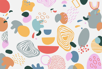 Boho Hand Drawn Abstract Background Vector