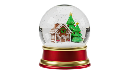 Christmas Snow Globe with Gingerbread House and Trees