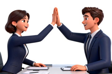Business Professionals Giving High Five at Office