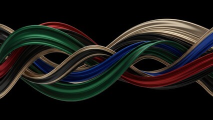 Luxury abstract design with intertwining colored ribbons on a dark background