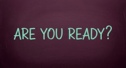 Fototapeta premium Stylish Teal Text Question Are You Ready Presented Against a Dark Plum Background