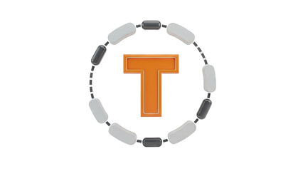 Orange Letter T Logo with Circular Beads