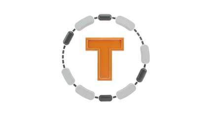 Orange Letter T Logo with Circular Beads