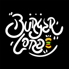 Burger lord typography t-shirt design. graphic apparel design, vector illustration