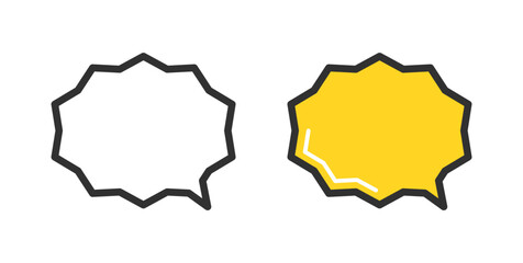 爆発吹き出し、ギザギザ吹き出しアイコンのイラスト。Explosion speech bubble, jagged speech bubble icon illustration.