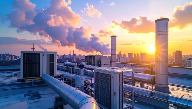 Rooftop HVAC at Sunset.