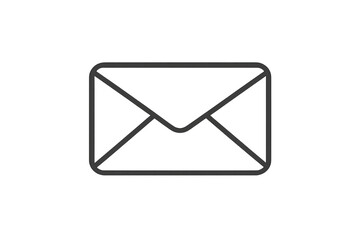 Mail envelope icon outline symbol representing digital communication, email, message, and correspondence on transparent background