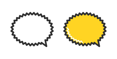爆発吹き出し、ギザギザ吹き出しアイコンのイラスト。Explosion speech bubble, jagged speech bubble icon illustration.