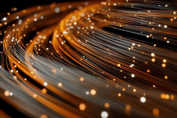 Stock photo of Neon light trails forming a complex data network, style of Sustainable Luxury, Earth tones, Organic materials, cinematic lighting, realistic lighting, natural colors