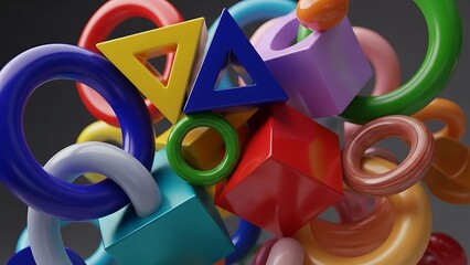 Fototapeta premium Abstract Colorful Geometric Shapes Stacked Together
