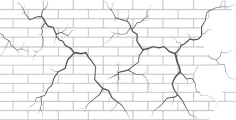 Obraz premium Brick Wall with Cracks A Graphic Vector Illustration for Construction and Design