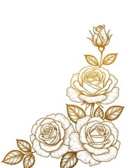 Three Golden Roses with Leaves in a Vertical Arrangement flower stem