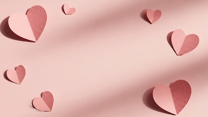 Elegant Pink Valentine Background with Paper Cut Heart