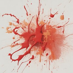 Red and orange paint splatter isolated on white background